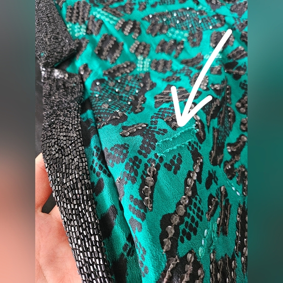 JUDITH ANN CREATIONS INC Beaded Sequin 100% Silk Evening/Opera Jacket Green Sz L - Picture 12 of 16